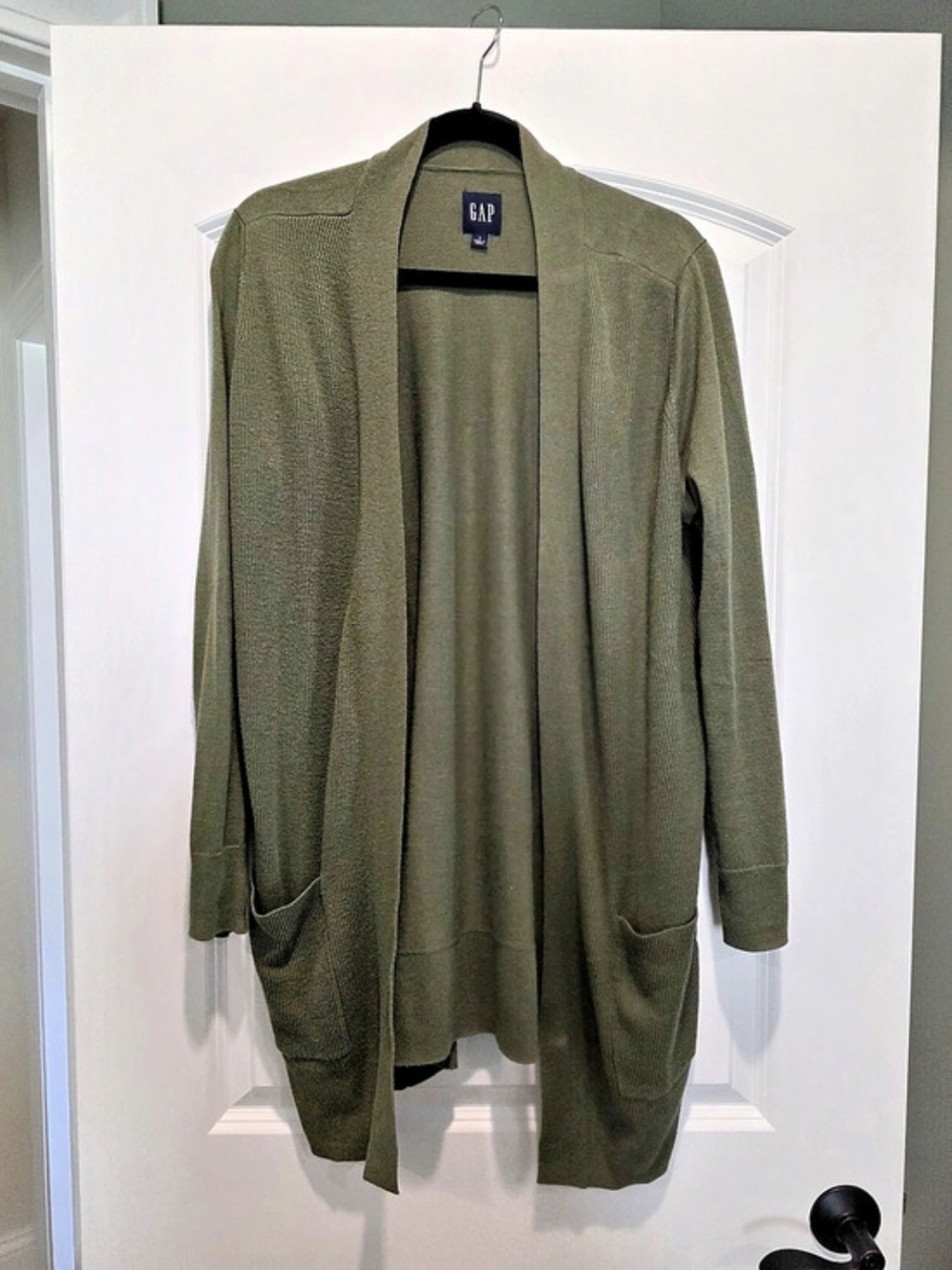 Gap Long Open-Front Cardigan Green